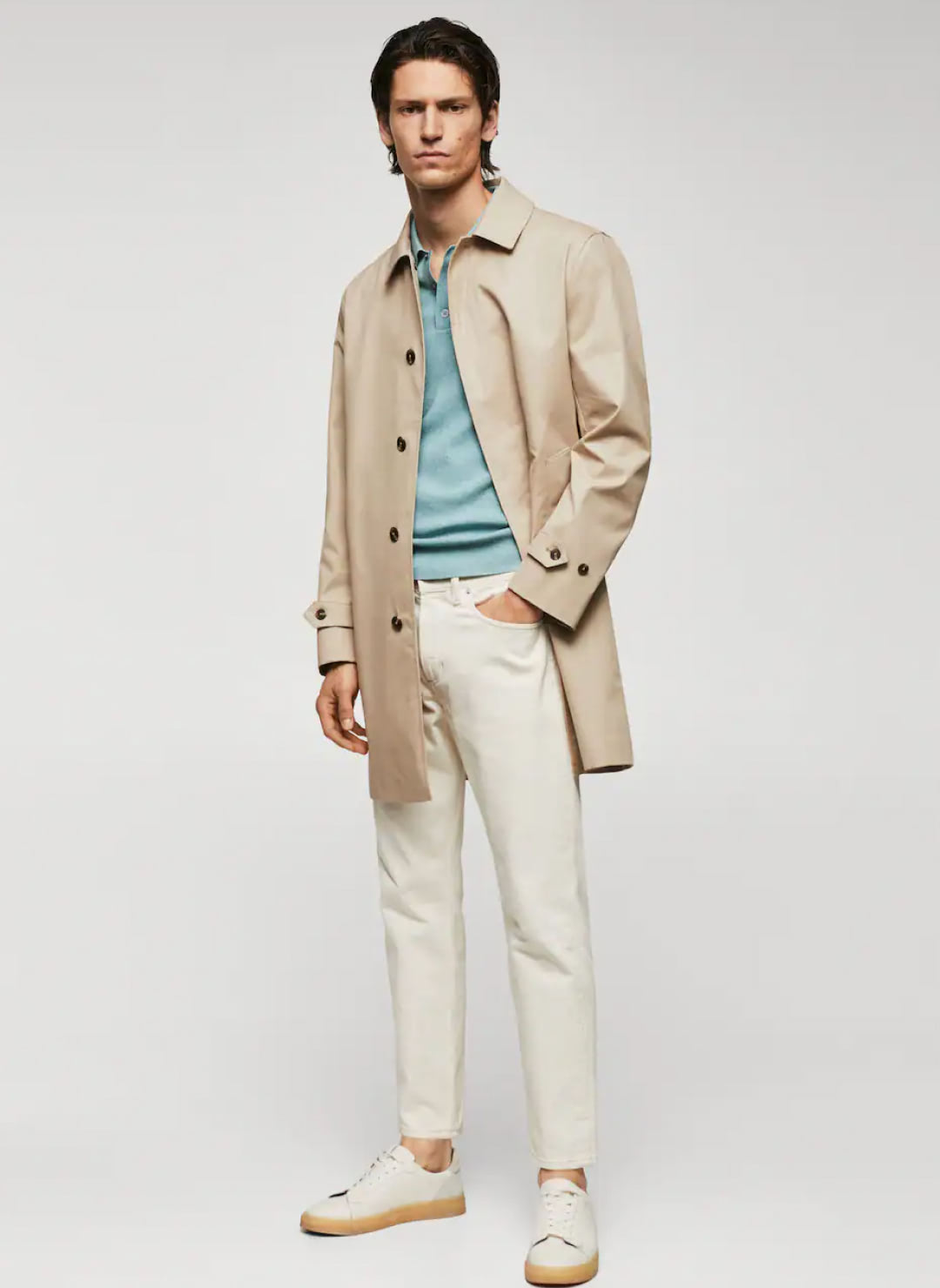 Water - repellent cotton trench coat - Image 3
