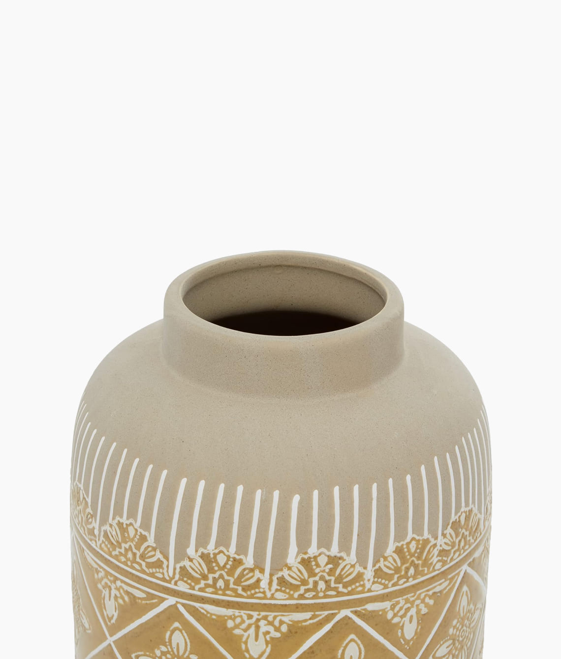 Ceramic Floral Handmade Vase with Diamond Pattern - Image 4