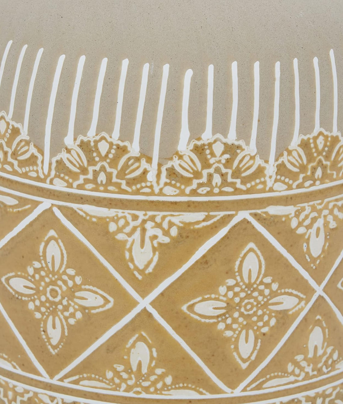 Ceramic Floral Handmade Vase with Diamond Pattern - Image 5