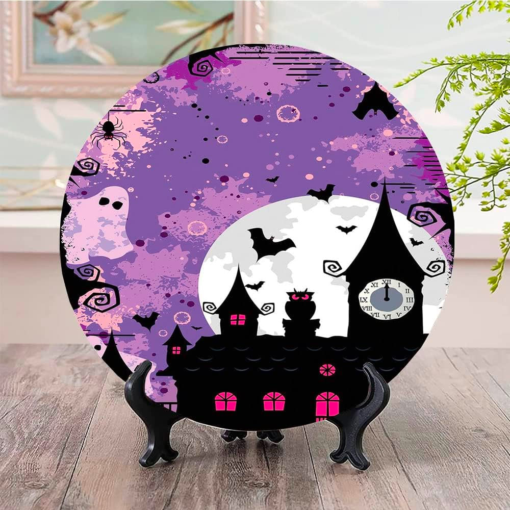Vintage Halloween Decorative Ceramic Plates, Halloween Midnight